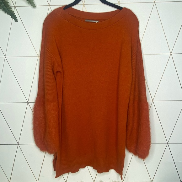 NWT Anthropologie Colma Tunic Sweater Burnt Orange Eyelash Cuffs Women's Size XS - Picture 2 of 7